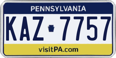 PA license plate KAZ7757