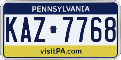 PA license plate KAZ7768