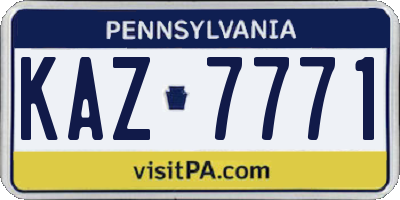 PA license plate KAZ7771