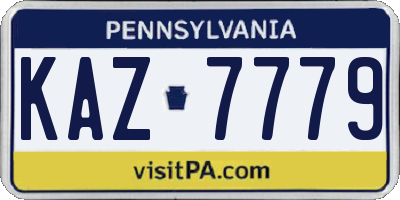 PA license plate KAZ7779