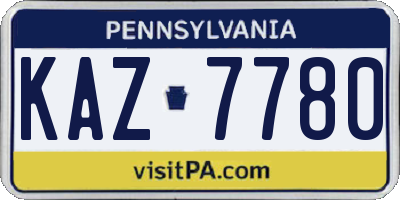PA license plate KAZ7780