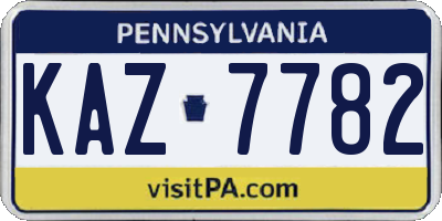 PA license plate KAZ7782