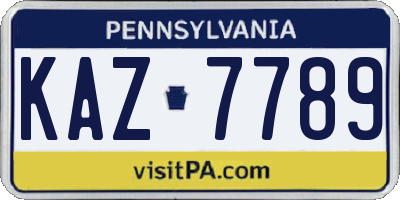 PA license plate KAZ7789