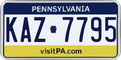 PA license plate KAZ7795