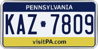 PA license plate KAZ7809