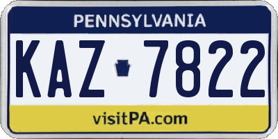 PA license plate KAZ7822