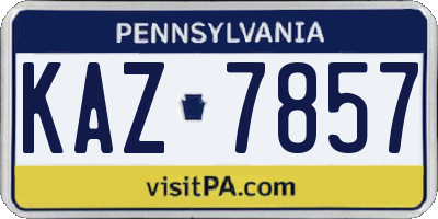 PA license plate KAZ7857