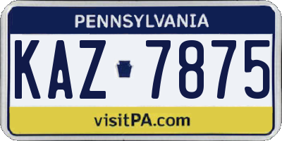 PA license plate KAZ7875
