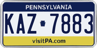 PA license plate KAZ7883