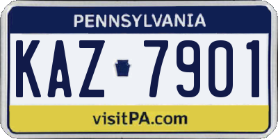 PA license plate KAZ7901