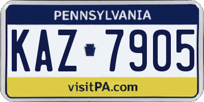 PA license plate KAZ7905