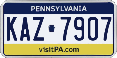 PA license plate KAZ7907
