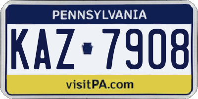 PA license plate KAZ7908