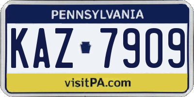 PA license plate KAZ7909