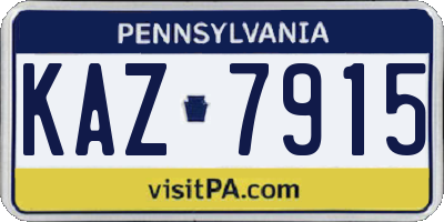 PA license plate KAZ7915