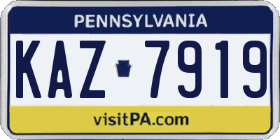 PA license plate KAZ7919