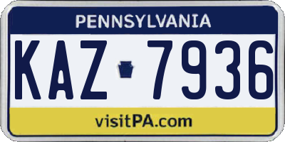 PA license plate KAZ7936