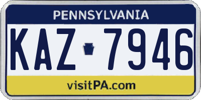PA license plate KAZ7946