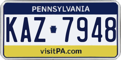 PA license plate KAZ7948