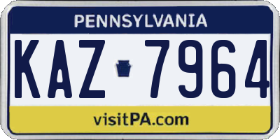 PA license plate KAZ7964