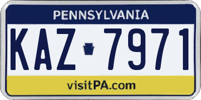 PA license plate KAZ7971