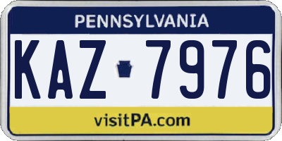 PA license plate KAZ7976