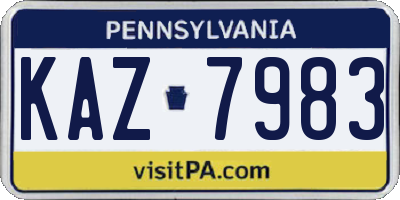 PA license plate KAZ7983