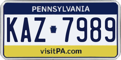 PA license plate KAZ7989