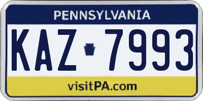 PA license plate KAZ7993