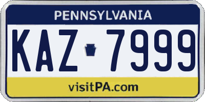 PA license plate KAZ7999