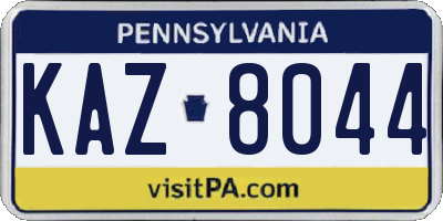 PA license plate KAZ8044