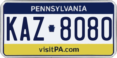 PA license plate KAZ8080