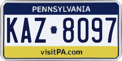PA license plate KAZ8097