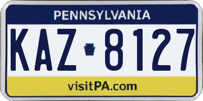 PA license plate KAZ8127