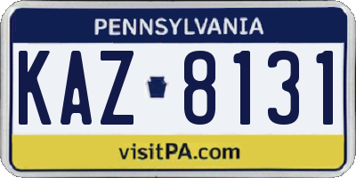 PA license plate KAZ8131