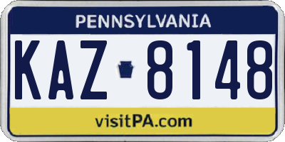 PA license plate KAZ8148