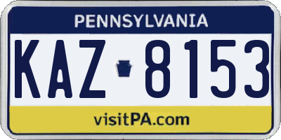 PA license plate KAZ8153