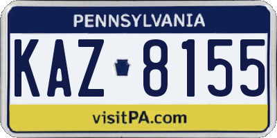 PA license plate KAZ8155