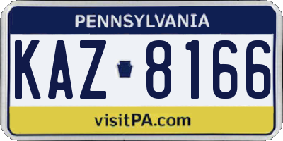 PA license plate KAZ8166