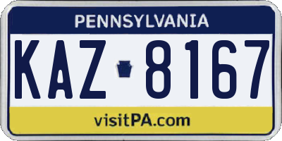 PA license plate KAZ8167