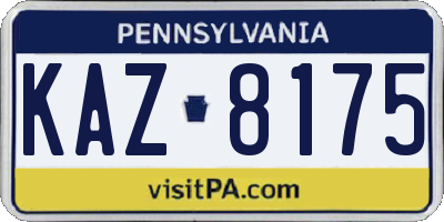 PA license plate KAZ8175