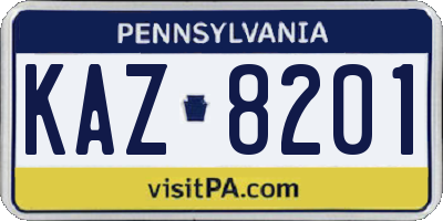 PA license plate KAZ8201