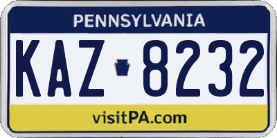 PA license plate KAZ8232