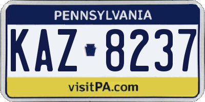 PA license plate KAZ8237