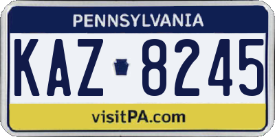 PA license plate KAZ8245