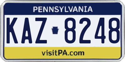 PA license plate KAZ8248