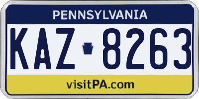 PA license plate KAZ8263
