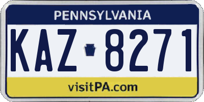 PA license plate KAZ8271