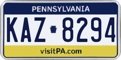 PA license plate KAZ8294