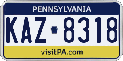 PA license plate KAZ8318